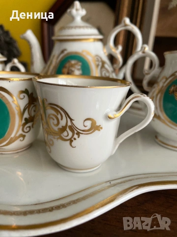 Порцеланов сервиз за двама в имперски стил Характерно за този стил е използването на богата позлата , снимка 4 - Сервизи - 54061239