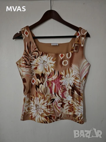 Нов дамски бежов топ фигурален потник М размер