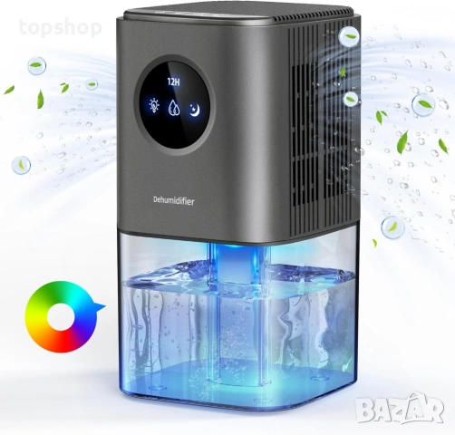 Нов Влагоабсорбатор 1700мл – Тих, с Таймер и 7-цветно LED осветление 