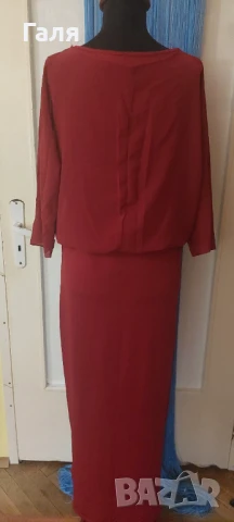 Дълга рокля цвят Бордо, еластична , снимка 2 - Рокли - 51429810