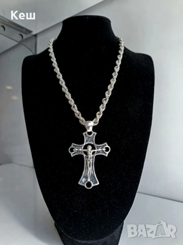 Сребърен синджир с кръст 61.24гр.