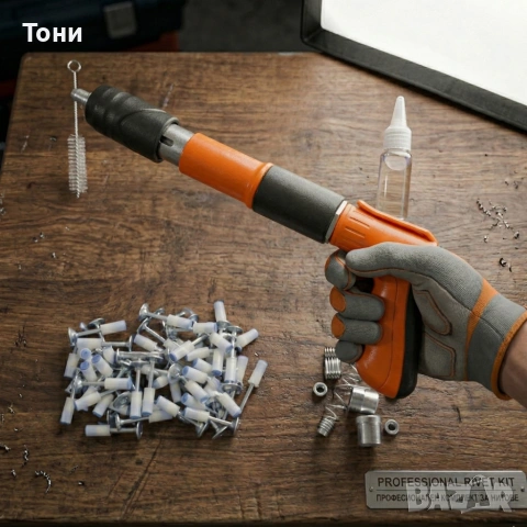 Професионален пистолет за забиване на пирони + 50 броя пирона, снимка 7 - Други инструменти - 54140350
