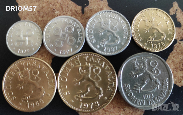 Монети Финландия - 7 бр. [1965-1987], снимка 2 - Нумизматика и бонистика - 54068587