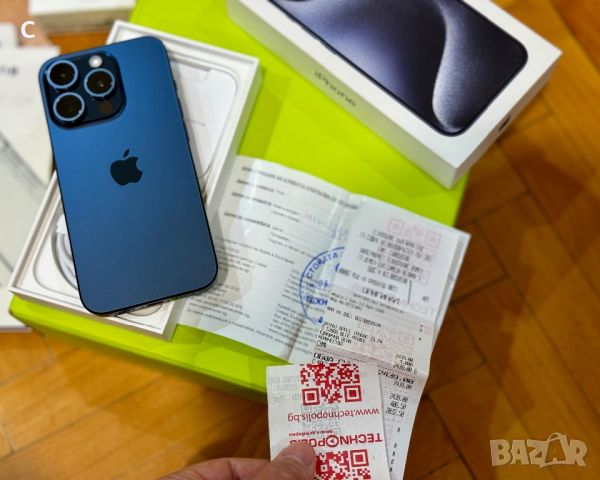 Iphone 15 PRO Blue Titanium - НЕРАЗЛИЧИМ ОТ НОВ ! 24м Гаранция, снимка 1