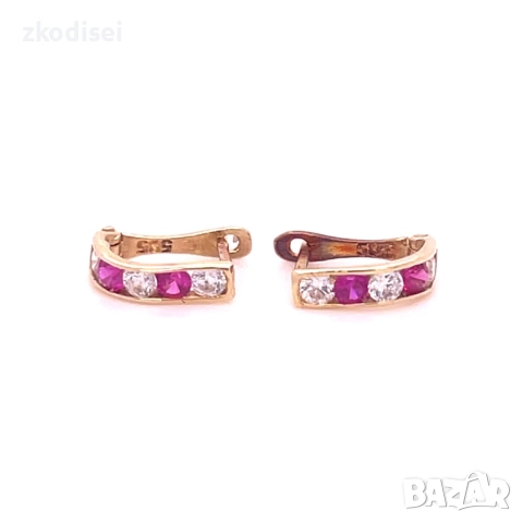 Златни детски обеци 0,78гр. 14кр. проба:585 модел:33983-6, снимка 1