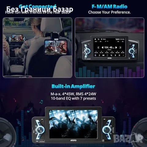 Ново ATOTOEXCEL 5" Едно-Дин Стерео с Безжичен Carplay/Android Auto, снимка 4 - Друга електроника - 47589405