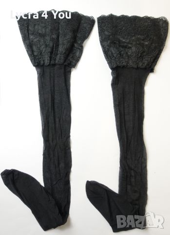 Bon Prix M/L нови черни чорапи за жартиери с богата дантела