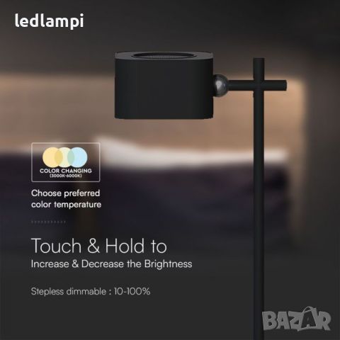 Настолна LED Магнитна Лампа 3W Черна 3в1, снимка 2 - Настолни лампи - 45750251