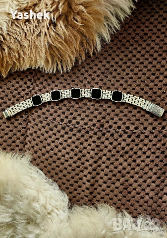 Продавам поръчкова сребърна гривна с черен Оникс, снимка 7 - Гривни - 54210868