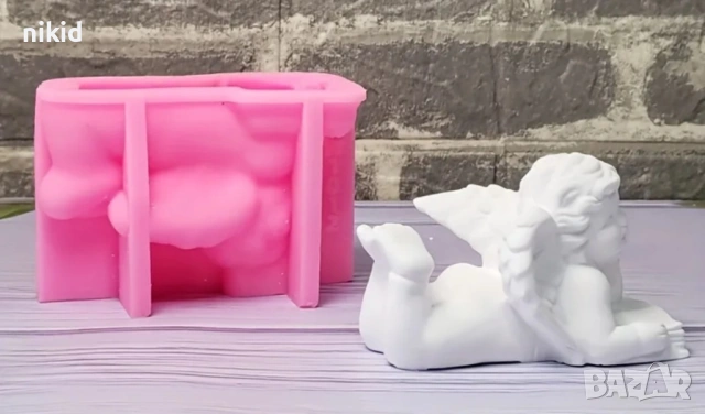 3D Дете ангел легнало с книга голям силиконов молд форма фондан гипс шоколад свещ декор, снимка 3 - Форми - 53804476