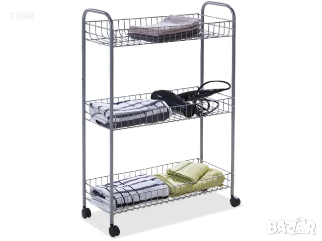 НОВИ! Количка с 3 рафта етажерка с колела 41x23x63 см, снимка 8 - Етажерки - 49832424