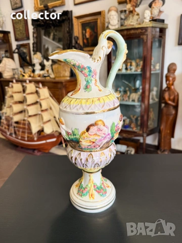 Кана от италиански порцелан Capodimonte. №7882, снимка 4 - Антикварни и старинни предмети - 53498763