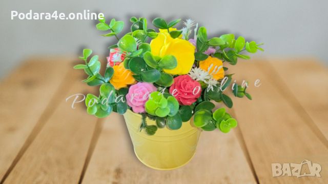 Букет от ароматни сапунени цветя в метална кофичка 💐 Подходящ подарък за всеки повод