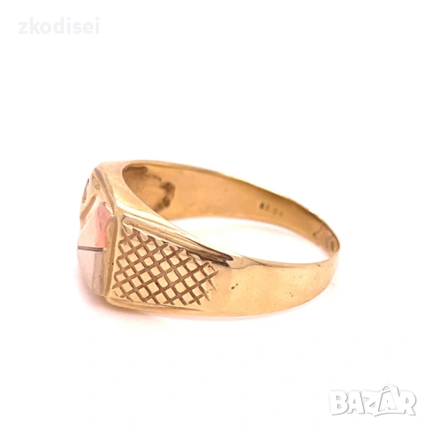 Златен мъжки пръстен 6,22гр. размер:69 14кр. проба:585 модел:38196-5, снимка 2 - Пръстени - 54074349