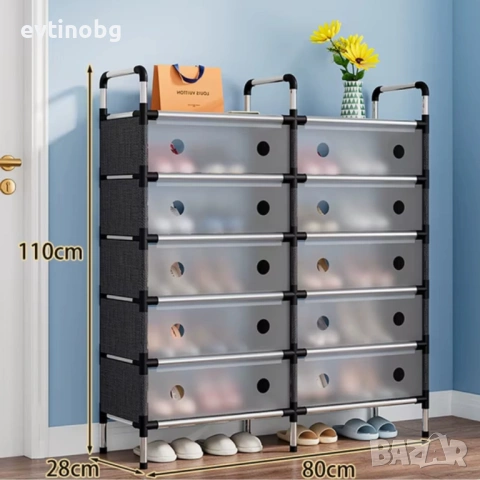 Многоетажен шкаф за обувки с прозоречни врати и голям капацитет, снимка 5 - Шкафове - 53809270