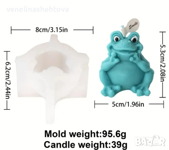 3D 2 модела седнала легнала жаба жабка Силиконов молд форма калъп за свещи гипс сапун смола , снимка 5 - Форми - 49488748