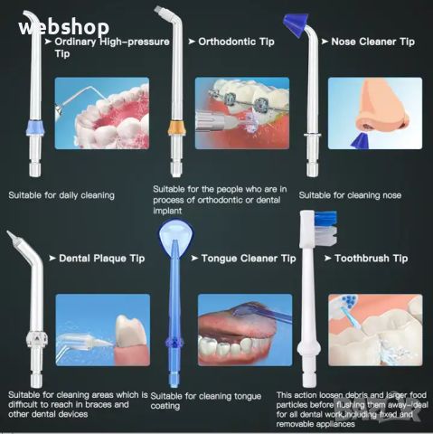 Иригатор за уста H20floss HF-6, 5 дюзи, 5 степени на налягане, Резервоар 300 мл, Черен, снимка 8 - Други - 45202086