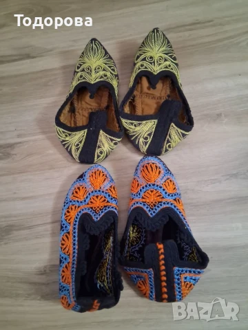 Старинни родопски невестински везани терлици с гайтан изработка 50те години

