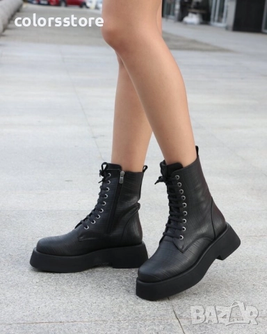Равни боти - черен крок - RB1 , снимка 2 - Дамски боти - 51740399