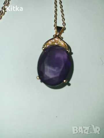 Колие с висулка аметист , снимка 4 - Колиета, медальони, синджири - 33292447