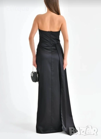 дълга сатенена рокля с цепка , снимка 4 - Рокли - 53194691