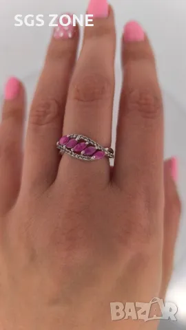 Пръстен със Сапфир, Рубин, Изумруд и Топаз, снимка 5 - Пръстени - 50254347