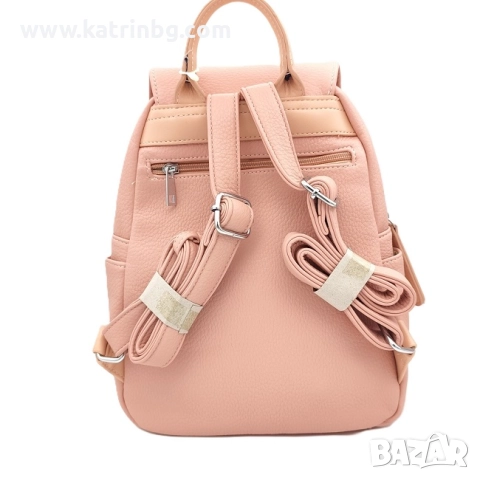 Дамска раница малка с много ципове в розово Код на продукта:DR-1, снимка 3 - Раници - 51615650