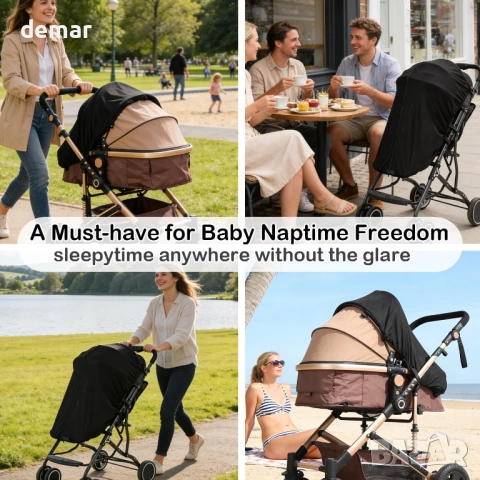 Сенник за количка и бебешка количка, блокира UV лъчите UPF50+, снимка 7 - Детски колички - 54224636