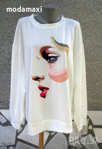4XL+ Нова спортна бяла блуза, снимка 1 - Блузи с дълъг ръкав и пуловери - 45829994