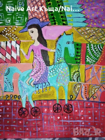 Картина платно маслени бои акрилни бои размер ш. 42 /в. 52, снимка 3 - Картини - 53925274