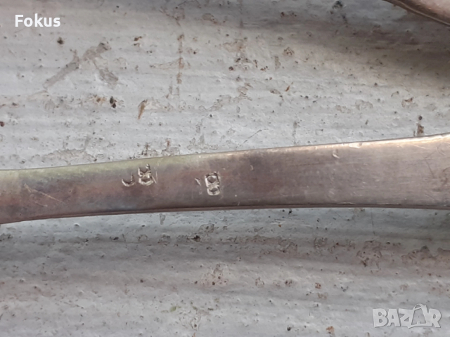 Ковано сребро- стар антикварен комплект лъжички и вилички, снимка 6 - Антикварни и старинни предмети - 53408602