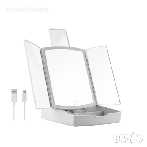 Сгъваемо козметично огледало 3в1 LED С органайзер за грим, снимка 9 - Други - 52611431