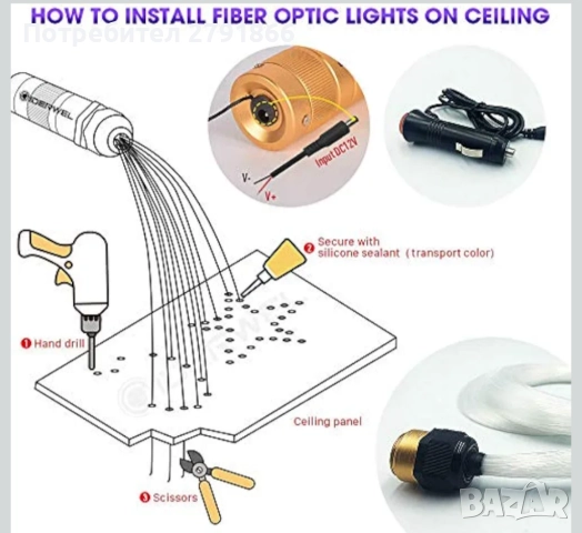 Звездно осветление за таван с дистанционно,Bluetooth управление чрез приложение,200 бр. 2 метра, снимка 7 - Аксесоари и консумативи - 52345725