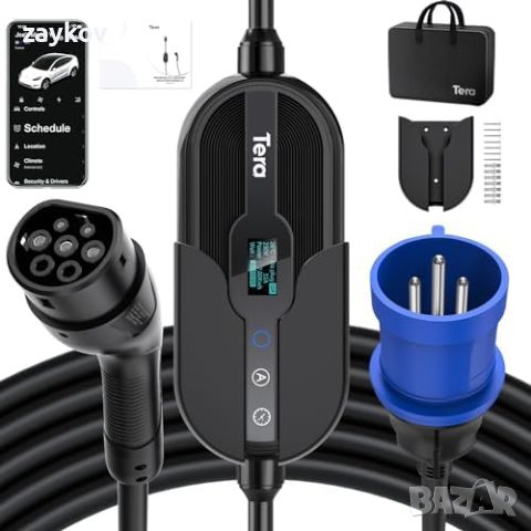 Tera Smart Portable EV Charger 7.6kW Type 2 EV Charger CE & TÜV 32A 240V APP WiFi Bluetooth, снимка 1 - Друга електроника - 46503395