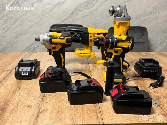 Акумулаторен винтоверт + гайковерт + ъглошлайф 36V | Комплект 3в1, снимка 2 - Винтоверти - 53066613