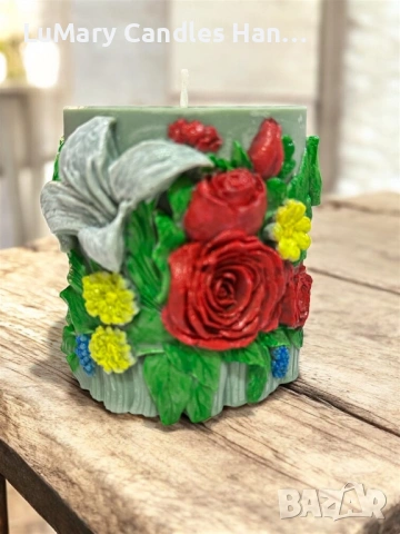 Свещ “ Цветна хармония”, снимка 3 - Декорация за дома - 53225355
