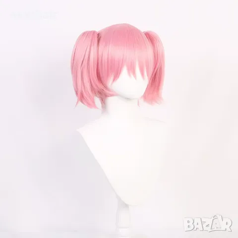 Аниме къса розова перука с две опашки, снимка 4 - Аксесоари за коса - 50287261
