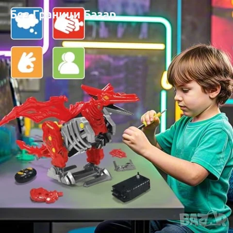 Нов RC Динозавър Играчка Сглобяема STEM Подарък за Деца 8+ години, снимка 3 - Други - 51118197