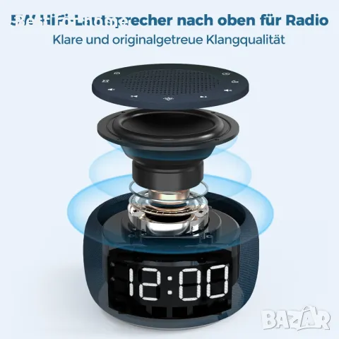 BUFFBEE Будилник, радио , 7-цветна нощна лампа, с дисплей в едно, снимка 2 - Друга електроника - 50335183