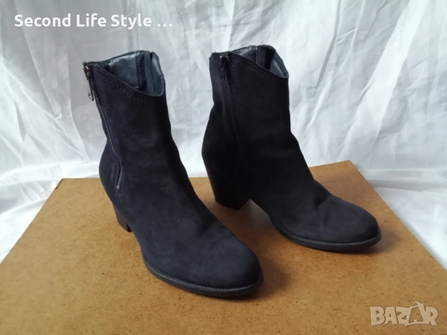№ 41 дамски боти естествен велур в син цвят, снимка 7 - Дамски боти - 53135033