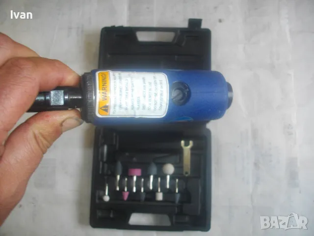 НОВ 12 ЧАСТИ ПЪЛЕН КОМПЛЕКТ БЕЛГИЙСКИ ПНЕВМАТИЧЕН ПРАВ ШЛАЙФ ЦАНГА ф6мм С АКСЕСОАРИ VOS, снимка 11 - Други инструменти - 49765139