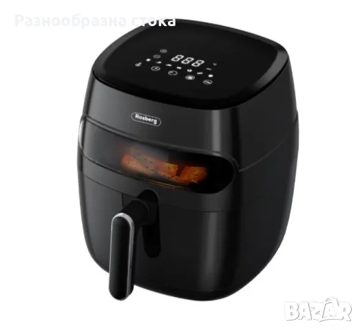 Фритюрник AirFryer , 1350W, 5.2л., LED дисплей, Горещ въздух, Таймер, до 200°C, Черен, снимка 1 - Уреди за готвене на пара - 46871535