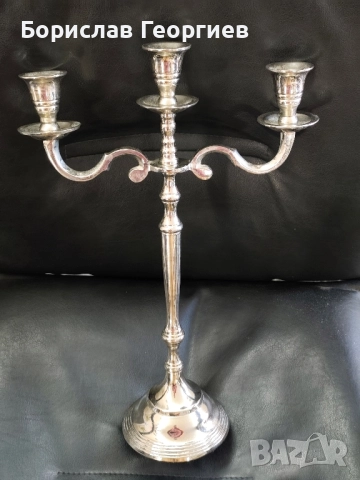 Голям троен свещник метален 