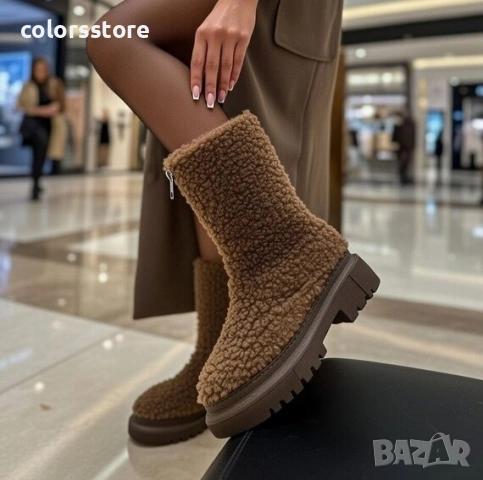 Равни боти - кафяви - FN58

, снимка 1 - Дамски боти - 48189711