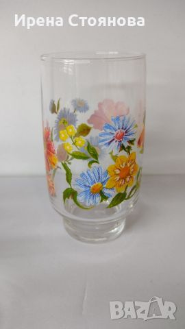 Комплект 6 чаши за вода/ безалкохолни. Декор с пъстри цветенца от всички страни. , снимка 5 - Чаши - 45659086