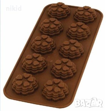 10 бр напластени със сърца кошнички капсули за бонбон бонбони силиконов молд форма шоколад гипс , снимка 1 - Форми - 46261495