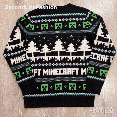 Коледен пуловер Minecraft за момчета, размер 14 г., мъжки, акрилен, размер S-M, снимка 6 - Пуловери - 52180595
