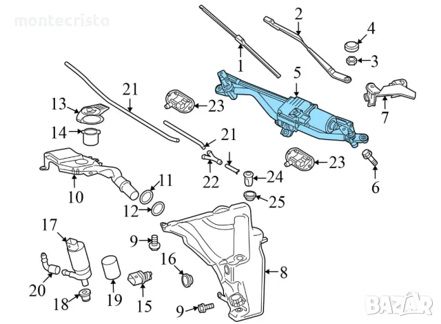 Моторче чистачки механизъм Audi A5 (2007-2011г.) мотор предни чистачки 8T1955023D / 8T1955119C, снимка 8 - Части - 50338399