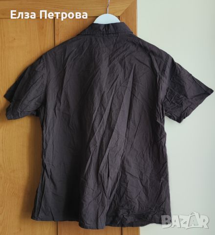Дамска тъмнокафява памучна лятна риза, снимка 2 - Ризи - 46417253