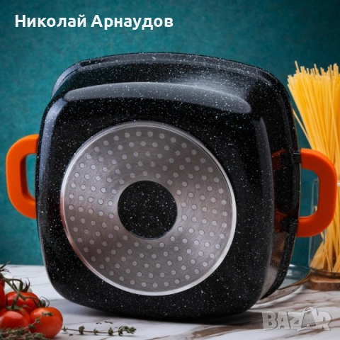 Тенджера-Ростер Voltz OV54323C26A, 26x26x10.5см.\5.4л., Лят алуминий, Мраморно-керамично покритие , снимка 3 - Съдове за готвене - 53606819